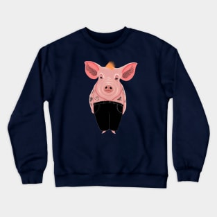 Cool Pig with Tattoo in Trousers Crewneck Sweatshirt